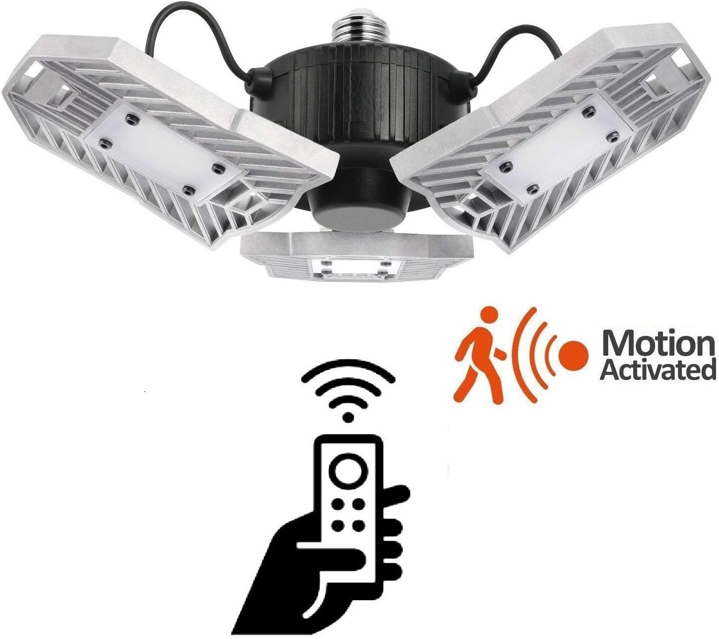 60W Motion Activated LED Garage Lights with Remote Controller, Led TriLight Garage Ceiling