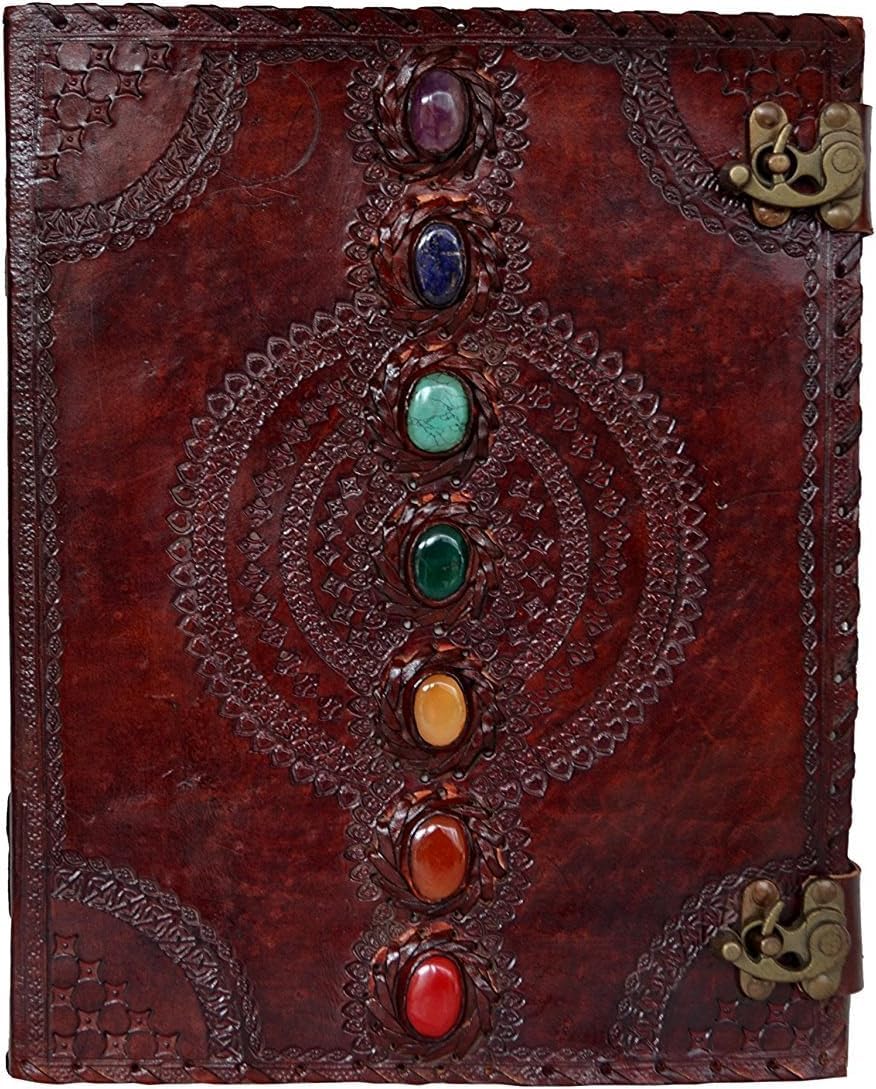 NZM Leather Journal Book Seven Chakra Medieval Stone