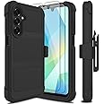 Leptech for Samsung Galaxy A16 5G Case with 2 Pack Tempered Glass Screen Protector, [Holster Series] Belt Clip Hard Tough Heavy Duty Rugged Shockproof Protective Cell Phone Case (Black)