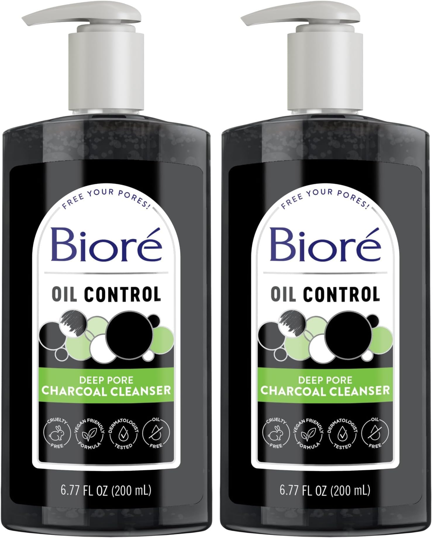 Biore Deep Pore Charcoal Cleanser, 200 ml (Pack of 2)