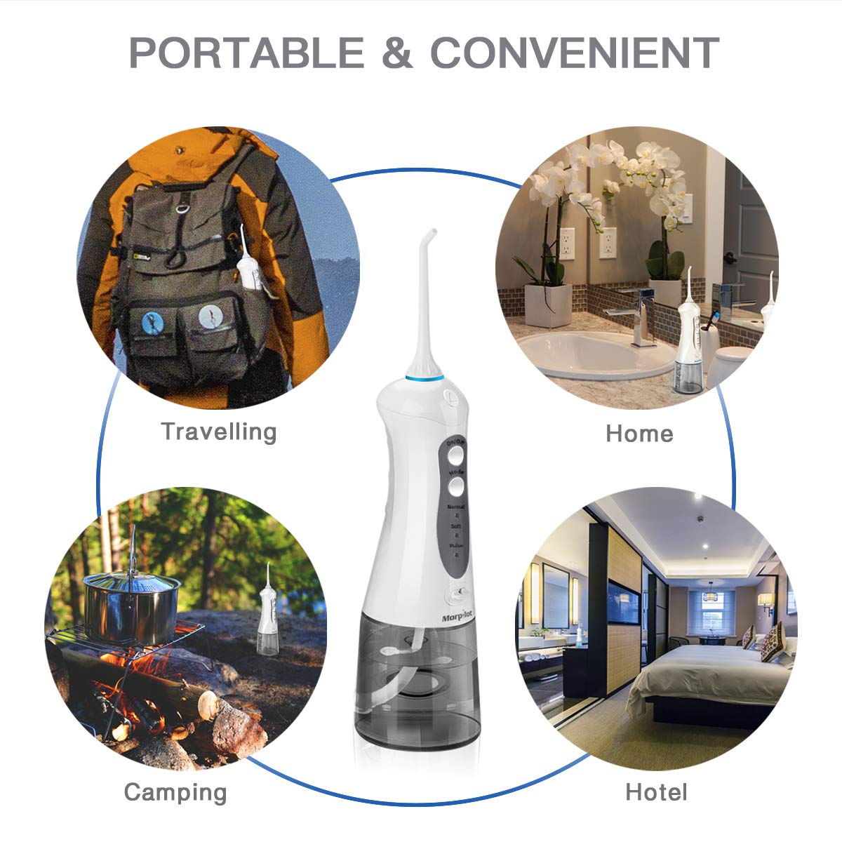 Water Flosser for Teeth,Power Floss Water Jet with 4 Jet Nozzles for Teeth Clean,Upgrade 300ml Detachable Reservoir,IPX7 Waterproof, USB Rechargeable, 3 Water Pressure and FDA Approved,Adapter Not Inclued