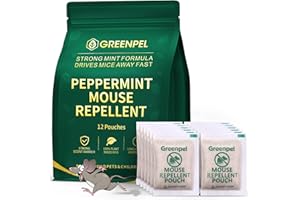 GREENPEL Rodent and Mice Repellent Indoor, Upgrade 12-Pack Mouse Peppermint Oil Pouches for Squirrel, Rat Repellent for Outside, Mouse Control for Indoor/Outdoor, Pet Safe Rodent Deterrents for Home
