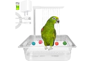 WQY GroceryShop Parrot Bathtub Indoor Automatic Bath Shower with 180 ° Circulating Faucet Contains USB and Power Plug for Medium Birds African Grey Amazon Conure Parakeet Cockatiel Lovebird