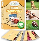 CreateFun 50 Noun Flash Cards, Fun Vocabulary Builder for Speech Therapy | Educational Learning Photo Cards, Kids, Homeschool, Adults, Seniors, SLP, ABA, Occupational, Senior Cognitive Rehab, Dementia