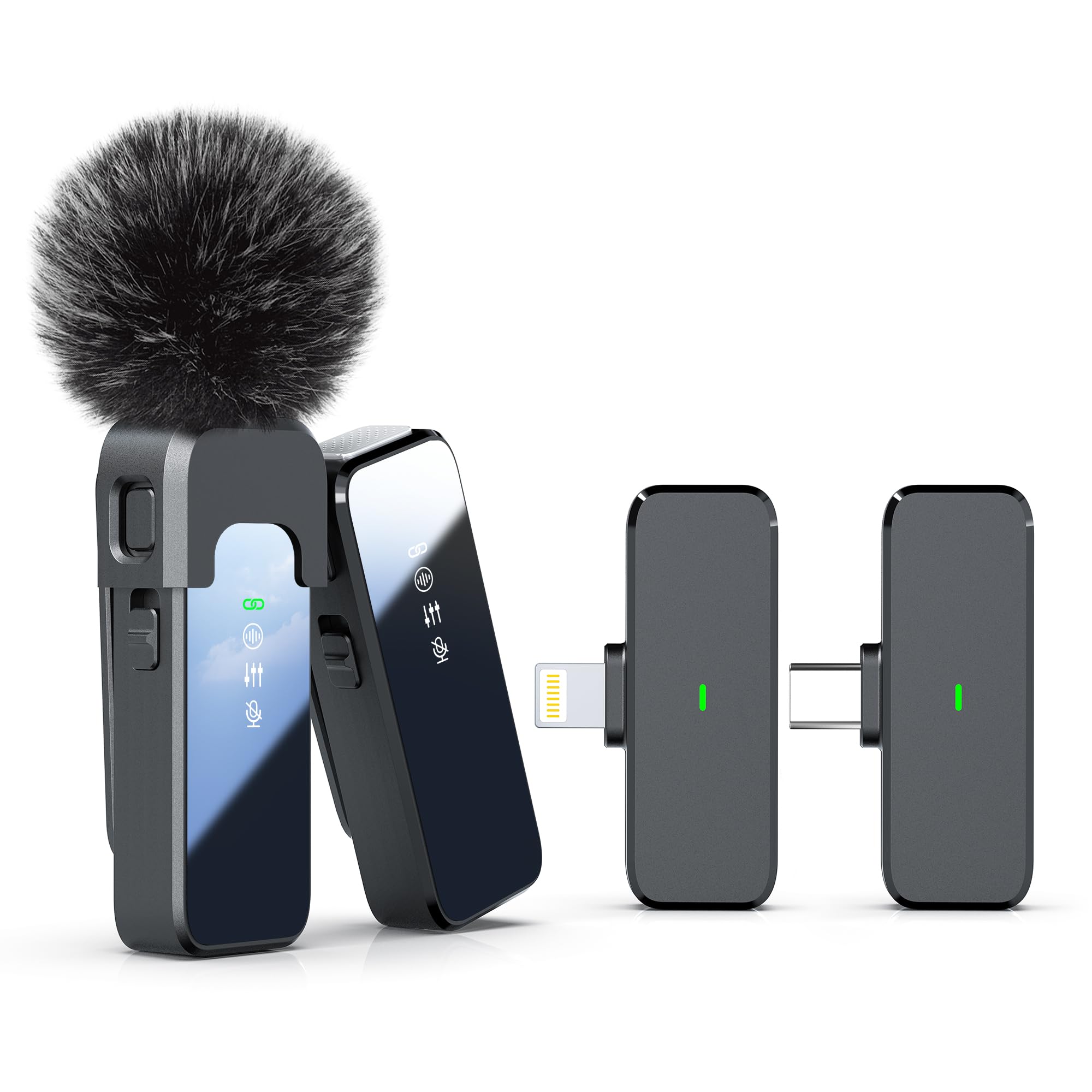 Photo 1 of Rythflo Wireless Lavalier Microphone for iPhone Android PC with Noise Cancellation, 100ft Transmission, 18H Battery Life, Lightning & USB Type-C Wireless Lapel Microphone for Video Recording