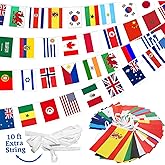 100 Countries String Flag Banner Set- 82Ft International World Flags Bunting Durable Mini Polyester Flags for Party Decorations, Classroom, Sports Events, Olympics, World Cup & Cultural Festival Decor