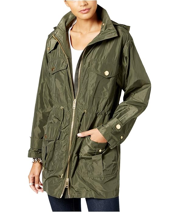 Buy MICHAEL Michael Kors Womens Hooded Anorak Jacket (Khaki, Small) at
