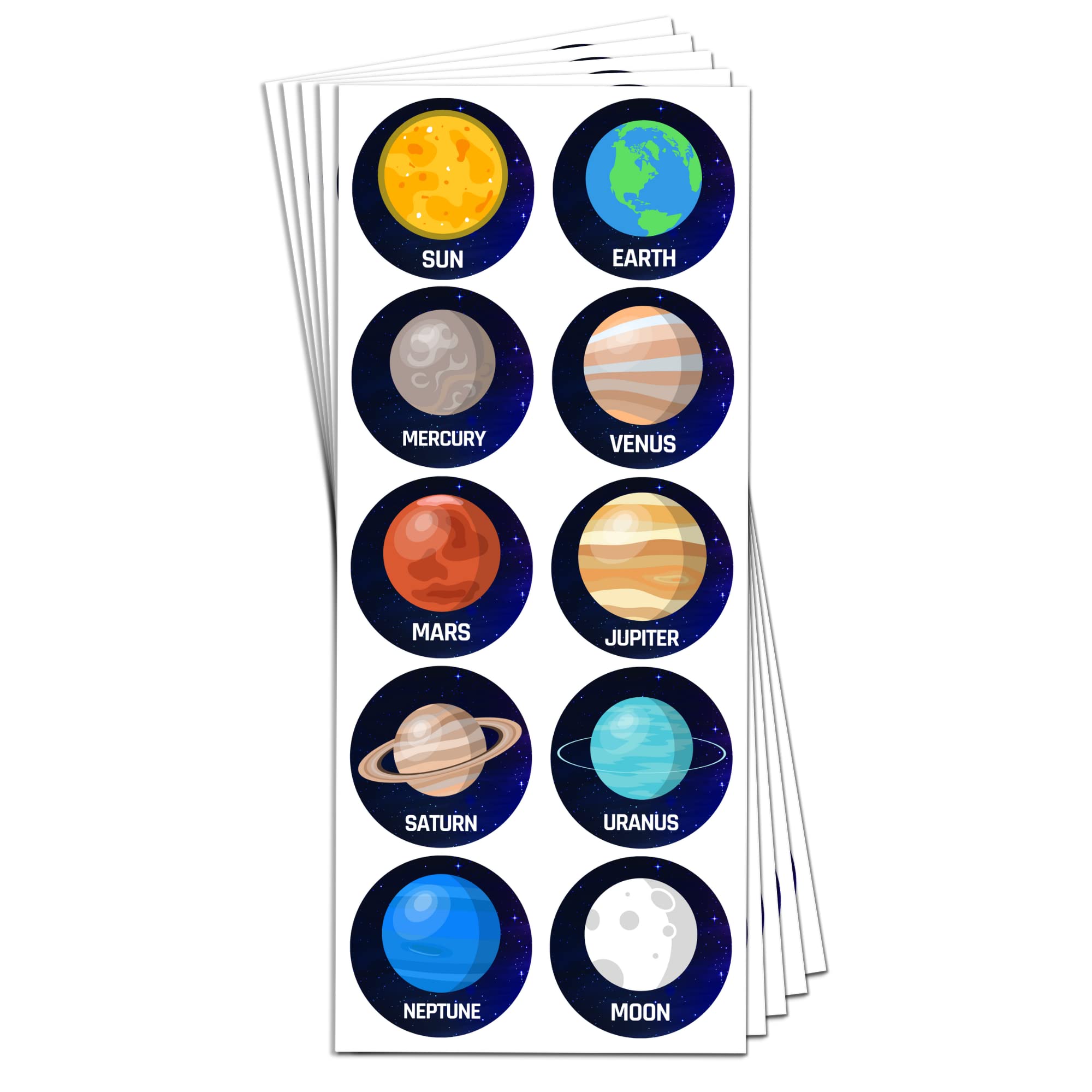 40 Sheets - Space Planet Stickers for Children - 400 Stickers, 40mm