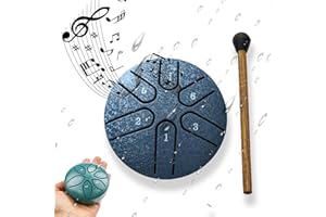 YUNEEHA Steel Tongue Rain Drum - 3 Inch 6 Notes for Garden, Waterproof for Outside, Mini Hand Yard Rhythm for Outdoor Garden Symphony (Navy Blue)
