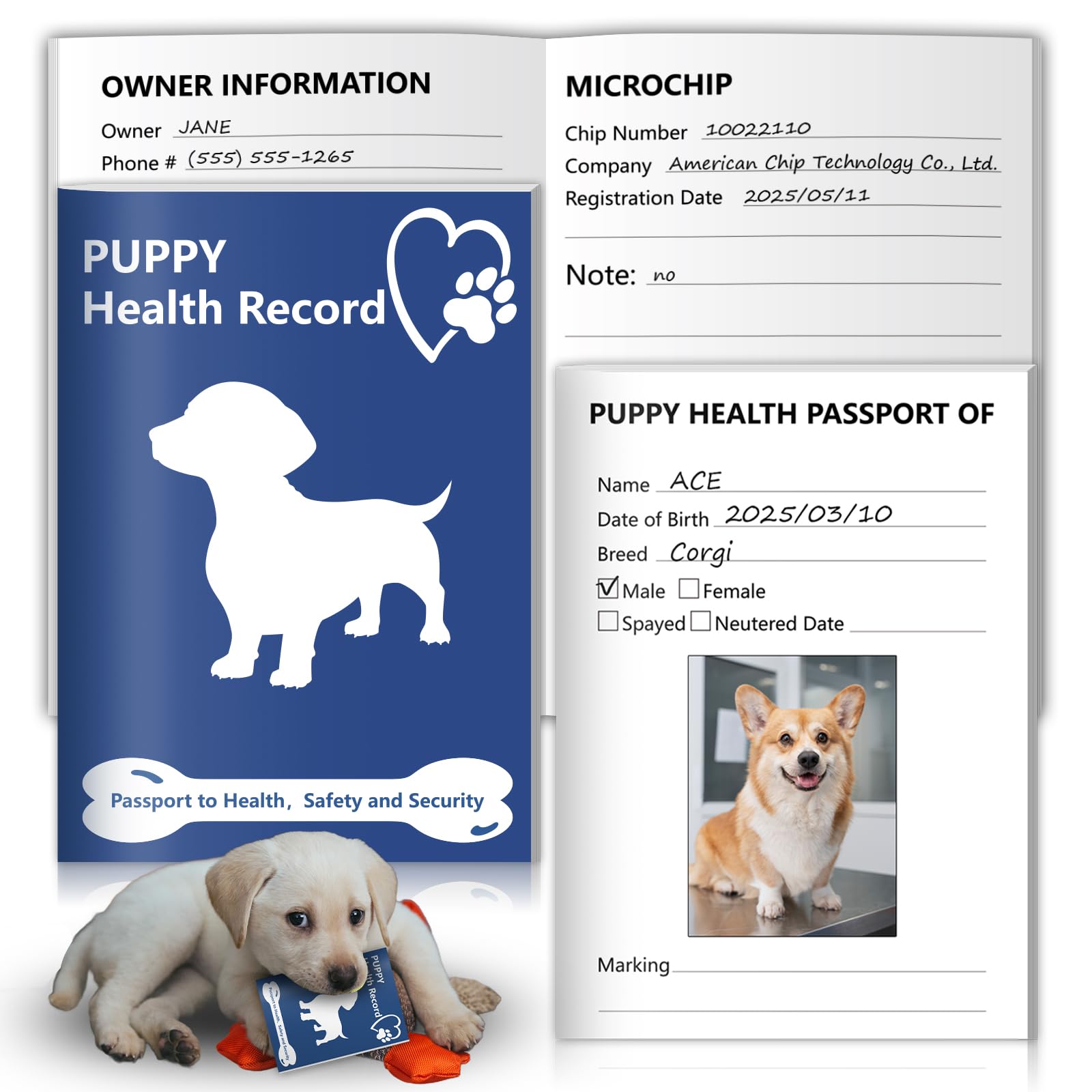 Photo 1 of 1 Pack Puppy Shot Record Booklets 12 Sheets Per Pack Dog Vaccination Record Book Dog Health Records 5*3.5inch Dog Information Record Notebook dog medical and vaccine book for Pet Lovers Doggy Medical