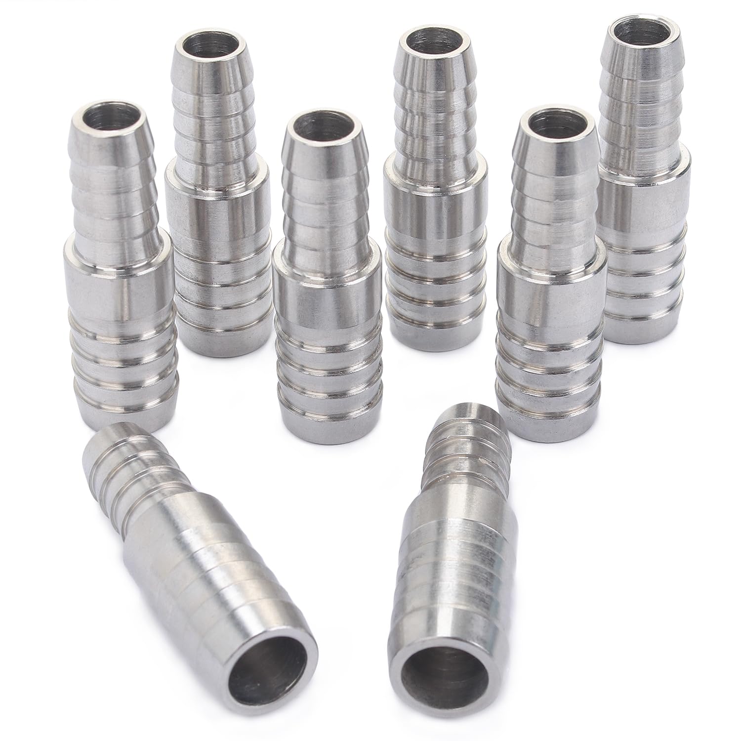 LTWFITTING Bar Production Stainless Steel 316 Barb Splicer Mender 1/2" Hose ID x 3/8" (10mm) Hose ID Fitting Air Water Fuel Boat (Pack of 25)