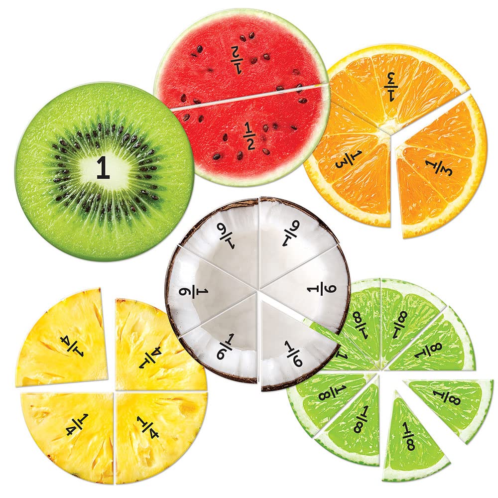 Learning Resources Magnetic Fruit Fractions, Number Learning for Kids Math, Montessori Math, Games for Kids, Educational Indoor Games, 24 Pieces, Age 6+