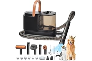 Bunfly Dog Hair Vacuum, Dog Grooming Kit, Pet Grooming Vacuum,13,000kPa Powerful Suction, 99% Hair Removal, 3.5L Capacity, 16 Pet Grooming Tools, Home Cleaning