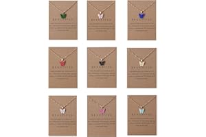 Rrdaily 9 Pcs Dainty Colorful Butterfly Pendant Necklace Set for Women,Bohemian Acrylic Butterfly Chain Necklace Cute Jewelry Gift