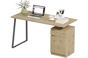 HOMCOM 53 Inch Computer Desk, Work Desk with Cabinet, Adjustable Shelf, Drawer, Metal Legs, Writing Table for Home Office Stu
