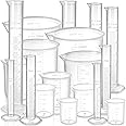Bekith 18 Pack Plastic Clear Graduated Cylinders and Measuring Beakers Set, 10ml, 25ml, 50ml, 100ml Cylinders with 50ml, 100m