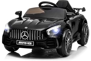 VoltzToys Licensed Mercedes-AMG 12V Ride On Car for Kids, Licensed Mercedes Benz GT R with Remote Control, MP3 and LED Lighti