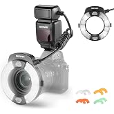NEEWER RF1-N Marco Ring Flash Light Compatible with Nikon Camera, 76Ws GN15 5600K TTL Lighting 1-1/128 Output Front/Rear Curtain Sync Color Gels, Lens Adapter Rings for Macro Photography Studio Photo