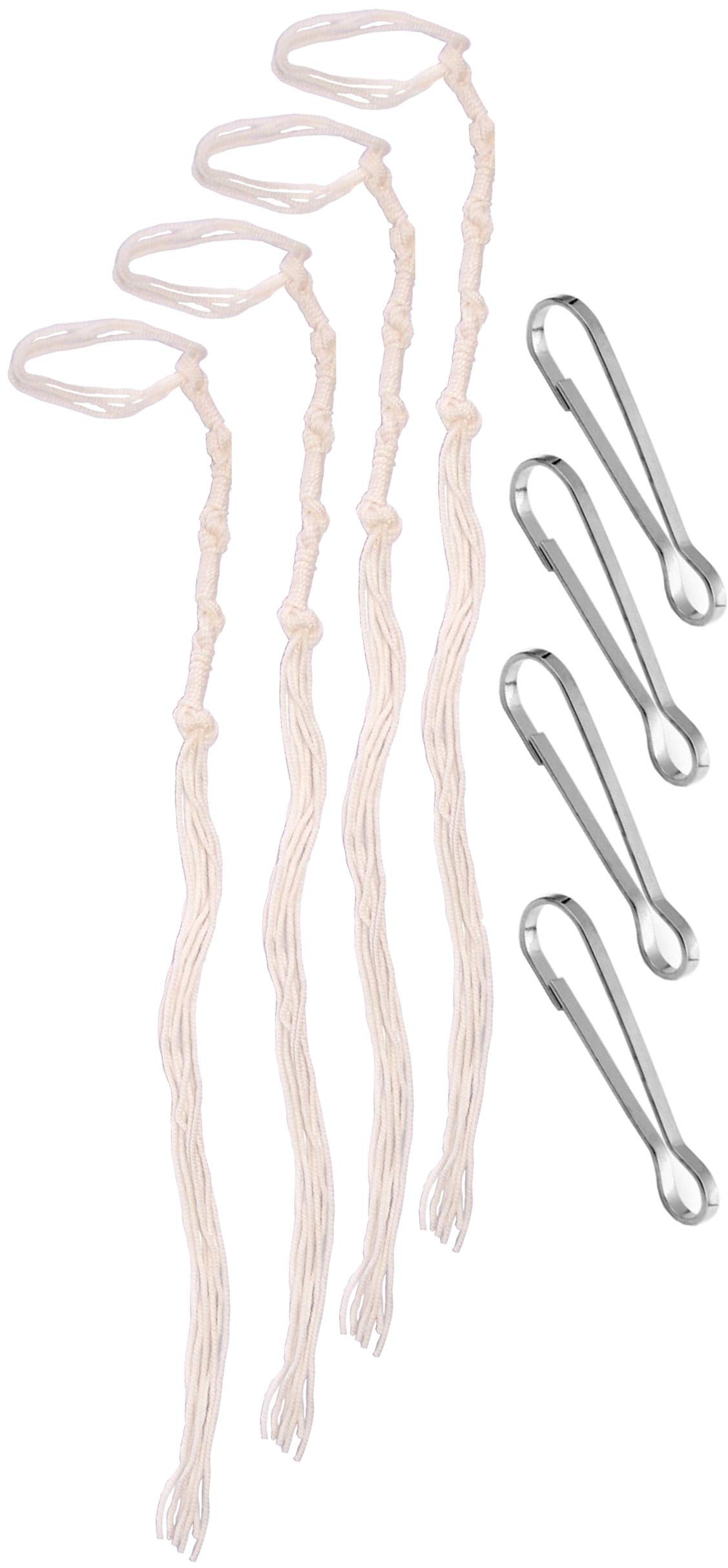 Holy Land Market Tzitzit Tassels - 100% Wool Jewish Tassels for Pants/Jeans/Tallit Katan, Off-White, Set of 4 with Hanging Hooks