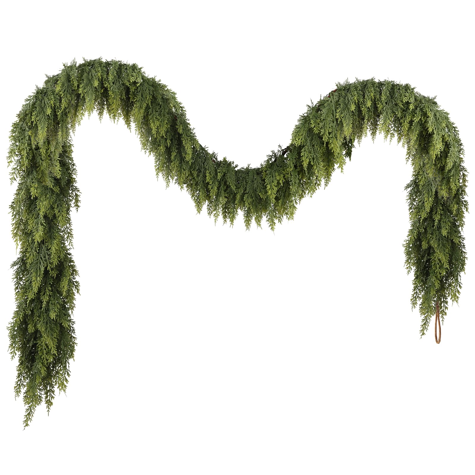 Photo 1 of N&T NIETING 9ft Christmas Cedar Garland with Realistic Soft Thickness Pine, Artificial Green Faux Cedar Pine Garland for Fireplace Mantle Fireplace Indoor Outdoor Holiday Party Home Decoration