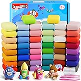 ifergoo Air Dry Clay, 50 Colors Magic Foam DIY Molding Clay for Slime | Slime add ins &amp; Supplies, Soft &amp; Non-Sticky, Easy to use, School Projects, Great Toys Gift for Ages 3-12 Boys &amp; Girls Kids