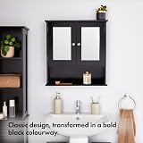 VonHaus Bathroom Mirror Cabinet Black 2 Door 3 Shelves Open Shelf H58 W56 D13 view 4