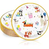 FYSUIMU 40Pcs Cartoon Dog Birthday Paper Plates 9 Inch Disposable Plates Decorative Dinner Dessert Plates for Holiday Baby Shower Party Supplies