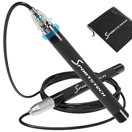 Sportstech Profi Springseil RJX200 High-Speed Rope mit Self-Lock-System verstellbares Kugellager Seil für Kinder und Erwachse