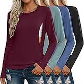 Sweetyweee 4 Pack Women's Nursing Breastfeeding Tops, Long Sleeve Maternity Shirts Loose Fit Hidden Zipper Pregnancy Clothes