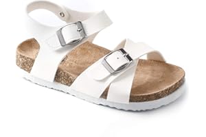 Trary Girls Sandals Adjustable Buckle Causal Sandals for Girls Open Toes Summer Shoes Cork Footbed Sandals for Little Big Kids