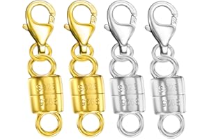 Dailyacc 925 Silver Lobster Magnetic Necklace Clasps and Closures Safety Sterling Silver with 14K Gold Jewelry Converters for Bracelets Chain Extender