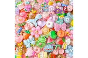 Vellibring 60PCS Cute Slime Charms Mixed Flatback Resin Charms Set,60 Styles Cartoon Making Kit Decorations for DIY Craft Phone Cases Nails Scrapbooking