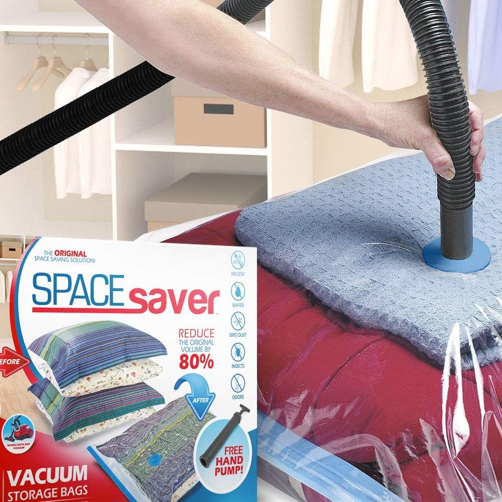 Spacesaver Premium Vacuum Storage Bags (3 x Small, 3 x Medium, 3 x Large, 3 x Jumbo) (80% More Storage Than Leading Brands) Free Hand Pump for Travel! (Variety 12 Pack): Home & Kitchen