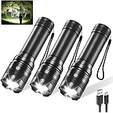 3Pack Rechargeable Flashlights, Tactical Flashlight High Lumens, Super Bright Flashlight, Mini Small Flashlights Powerful, LED Linterna Recargable, Pocket Handheld LED Flash Light for Home Emergency