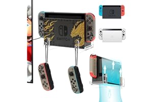 Desing Wish Small Wall Mount Holder for Nintendo Switch/OLED Dock - Compact Clear Acrylic Stand With Joy-Con Hanging Hook