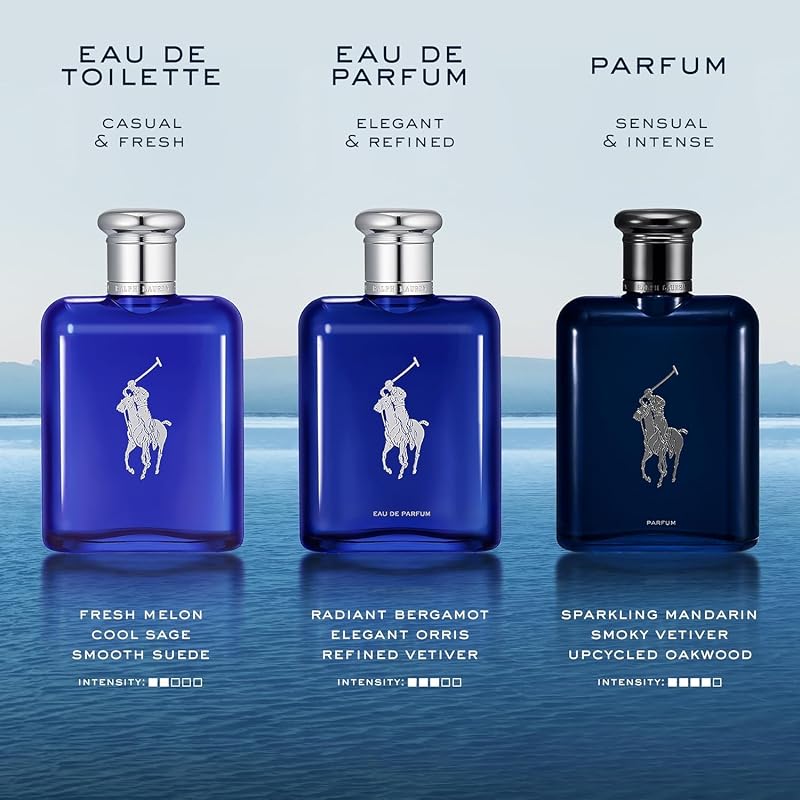 Ralph Lauren Polo Blue Eau de Toilette, Aroma Masculino e Cítrico, Intensidade Média, Fragrância Estimulante, Uso Diário, Longa Duração, Perfume de Luxo para Homem, 75 ml.