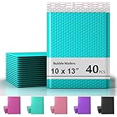 10 x 13 Inch Bubble Mailer 40 Pack, Waterproof Padded Envelopes with Strong Self-Seal Adhesive, Cushioning Shipping Bags with Bright Color for Small Business - Minty Blue