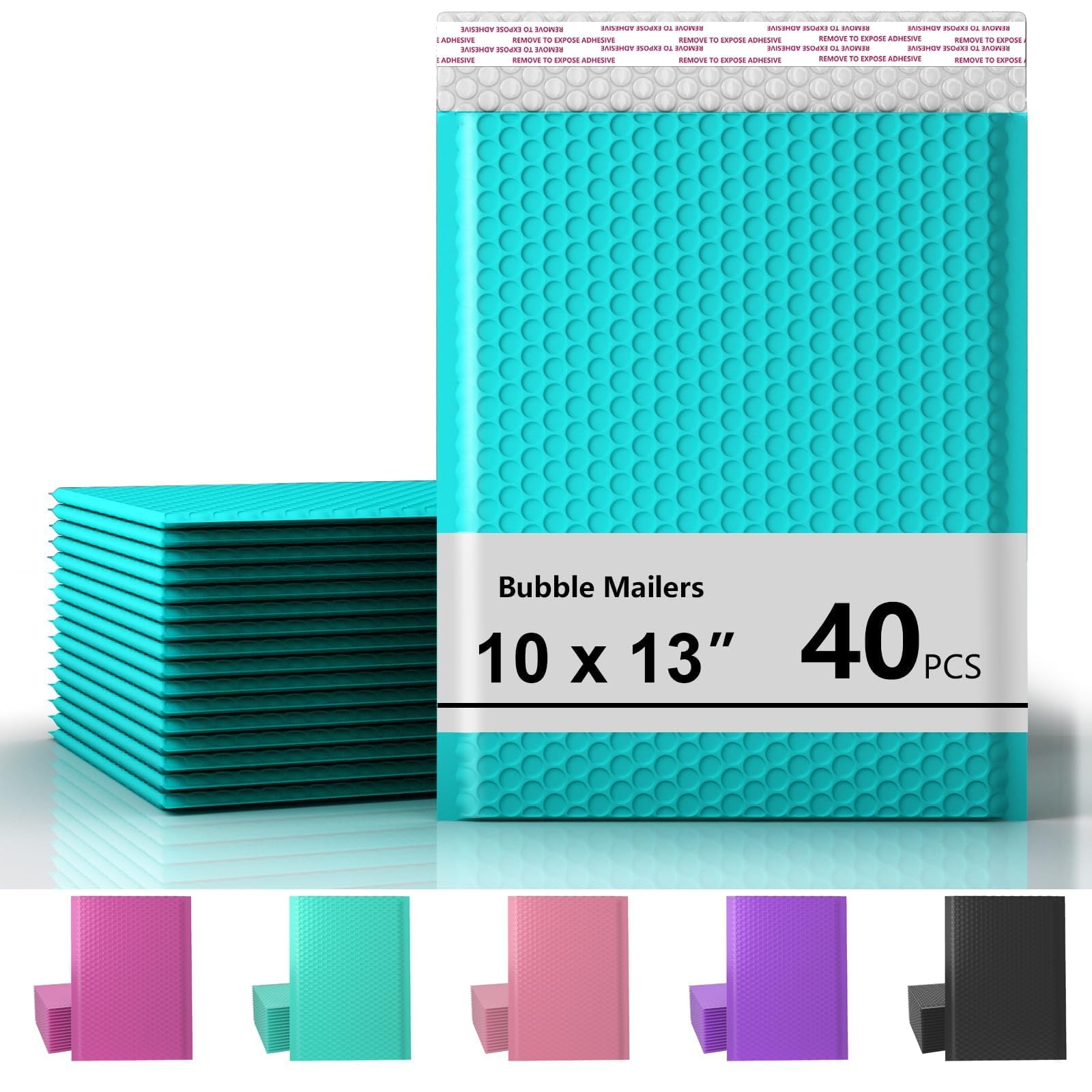 Photo 1 of 10 x 13 Inch Bubble Mailer 40 Pack, Waterproof Padded Envelopes with Strong Self-Seal Adhesive, Cushioning Shipping Bags with Bright Color for Small Business - Minty Blue