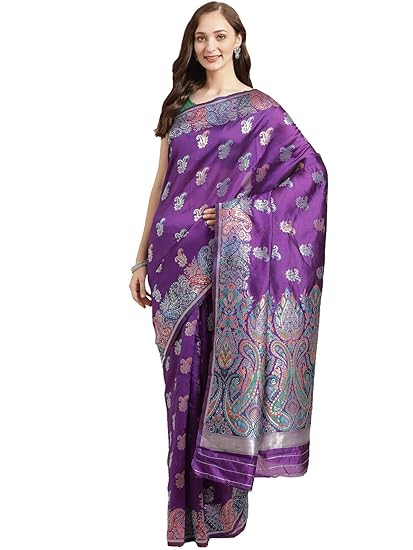 Shaily Womens Silk Blend Woven Zari Saree[Blue]
