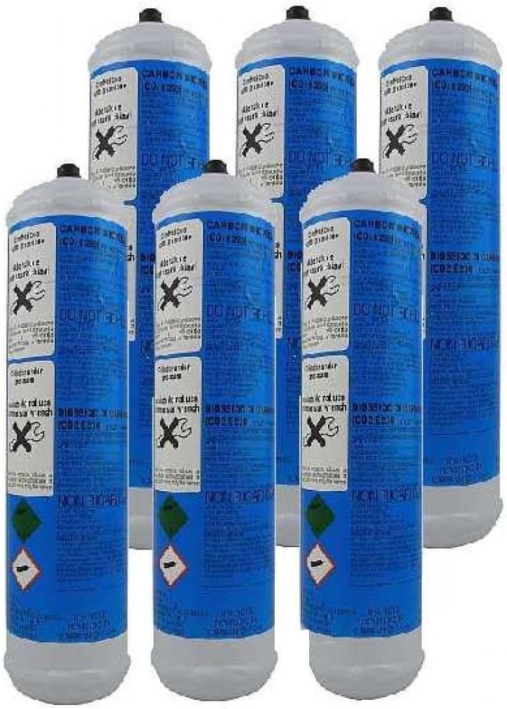 Set of 6 Pieces Cylinders CO2 600 gr. Disposable for gasatori Water and freezers Attack 11 mm Step 1 mm