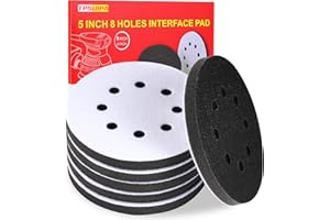 TPSUIPA 6 Pack 5 Inch 8 Holes Interface Pad, 5” Orbital Sander Foam Pad for in Sander, Hook and Loop Soft Sponge Cushion Buffing Sanding Disc Backing Pads (Set of 6)