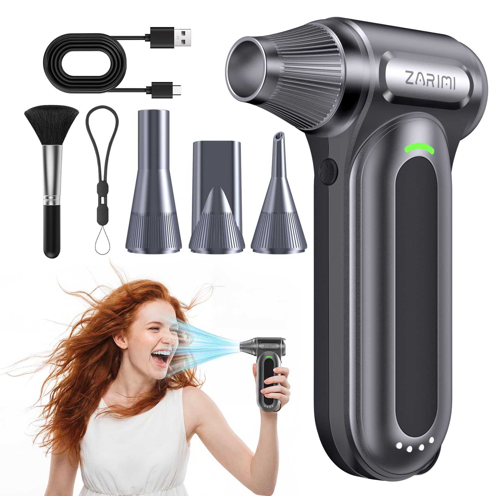 Photo 1 of ZARIMI Electric Compressed Air Duster, 170000RPM High-Speed Cordless Air Blower with Rechargeable Battery for Keyboard, PC & Electronics Car Cleaning, Reusable Canned Air Alternative