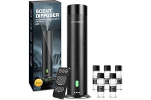 XSPIDEM Waterless Scent Diffuser Starter Kit - 1000 Sq Ft Coverage, Hotel Scent Diffuser, Essential Oil Diffuser Large Room, Included 5 Scent Oils, Remote Control, Black, 11.30In