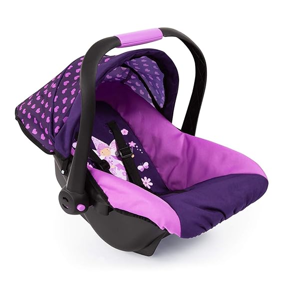 Bayer Design 67976AA Puppen-Autositz EasyGo, Puppenzubehör, passend zu Vario-Puppenwagen, mit Abdeckung, rosa, lila mit Herze