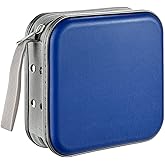 LIOVODE DVD Case, 48 Capacity CD Case Media Storage Holder Wallet Disc Collection Hard Plastic Booklet Organizer for Car (Blu
