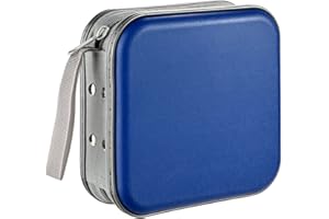 LIOVODE DVD Case, 48 Capacity CD Case Portable CD Case Holder Storage Hard Plastic DVD CD Wallet Holder Organizer for Car（Blue）