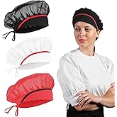 3 Pcs Elastic Kitchen Cooking Hat for Women Adjustable Chef Hat Food Service Mesh Cap Reusable Kitchen Cooking Hats Cook Chef Hair Nets Restaurant for Women (Black White Red)