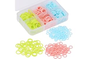 LUNARM 180 Pieces Knit Knitting Random Colored Stitch Markers Rings(S/M/L), Crochet Locking Stitch Markers Knitting Stitch Co