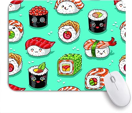 Amazon Ecomaomi 可愛いマウスパッド カワイイスタイルのデザインの漫画のロールと寿司とかわいいシームレスパターン 滑り止めゴムバッキングマウスパッドノートブックコンピュータマウスマット Ecomaomi マウスパッド 通販