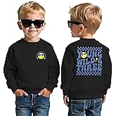 CM C&M WODRO Young Wild and Three Birthday Boy Sweatshirt 3rd Birthday Outfit 3 Year Old Long Sleeve Shirt B-Day Party Tops